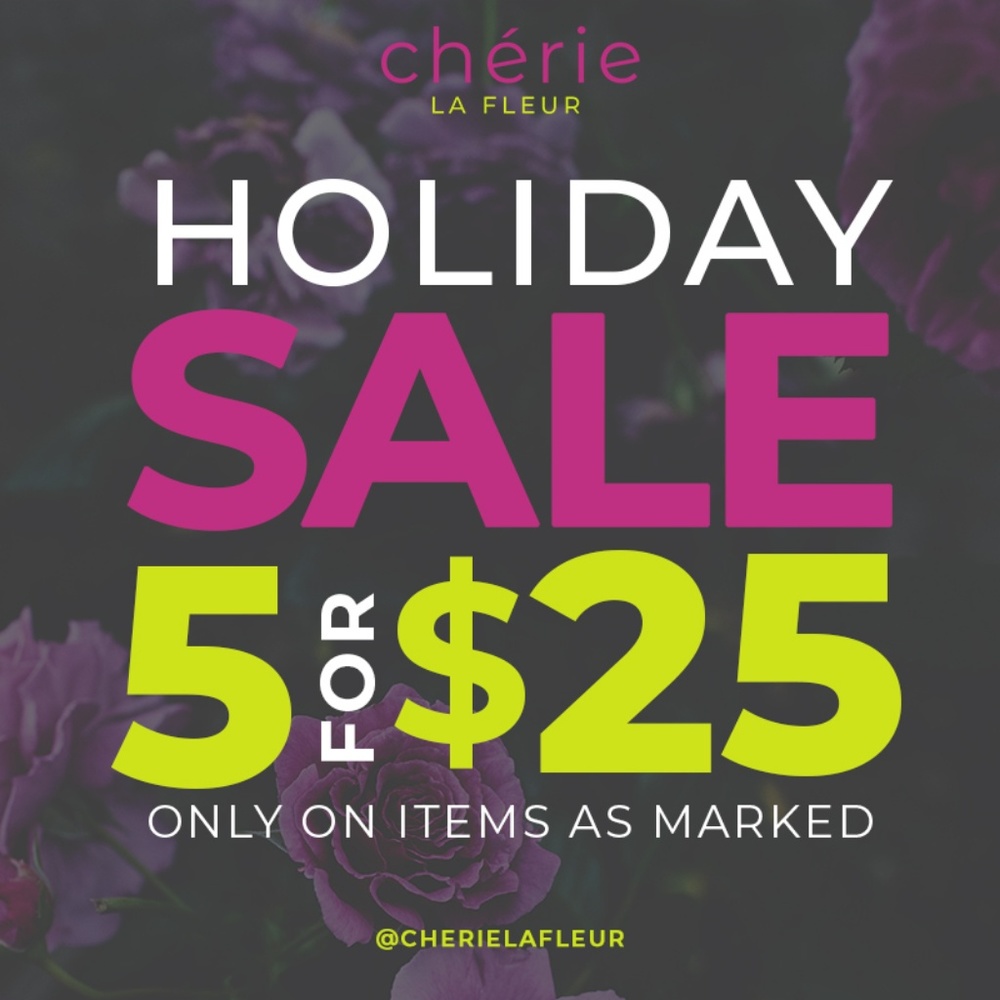 5 for $25 HOLIDAY SALE